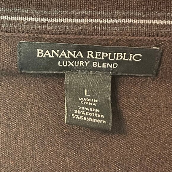 Banana Republic Luxury Blend V-Neck Sweater Brown Silk Cashmere Blend Men’s L - Picture 3 of 3